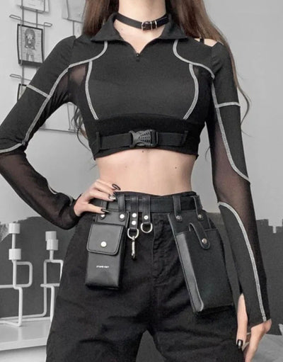 Techwear women's black tactical pants