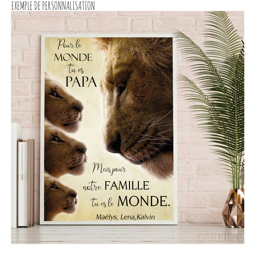 Affiche Personnalisee Lion Et Lionceau X Ozecreations