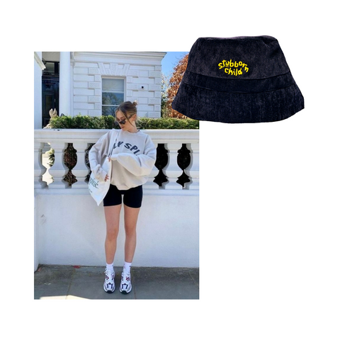 Bucket Hat, Sweater, Biker Shorts, and Sneakers Outfit