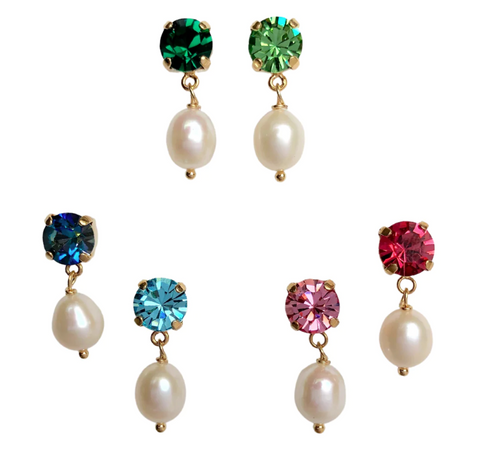 crystal pearl dainty earrings