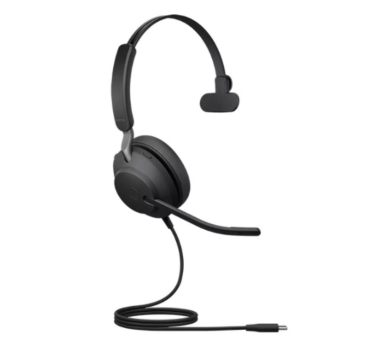 Jabra Evolve2 40, With UC 1.2m Headset, Stereo, USB-C, Corded Ext. Cor