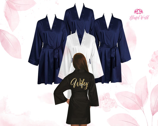 Groom and Bride Satin Robes, Customized Wedding robes