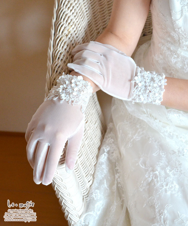 ◇ 手袋 ウェディンググローブ ショート丈 結婚式 ブライダル  ホワイト