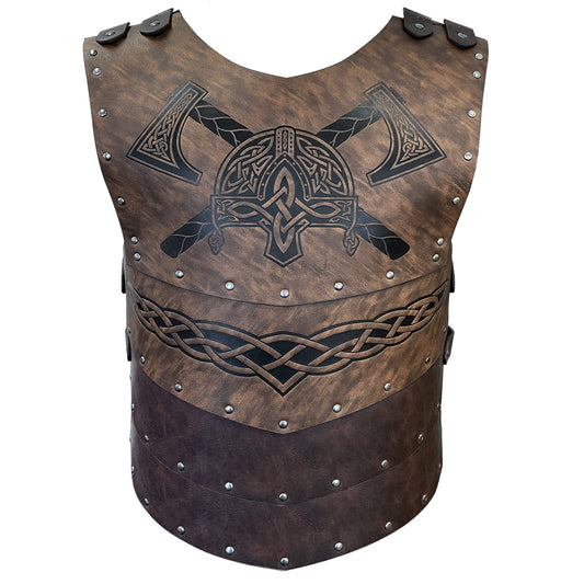 HiiFeuer Medieval PU Leather Buckle Arm Bracers, Knight LARP Retro