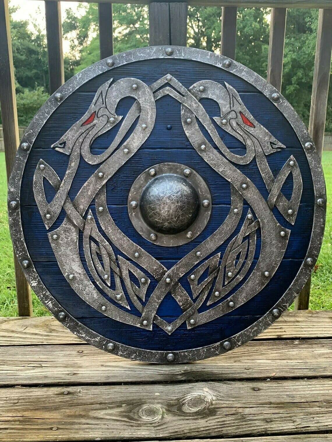 Valhalla Sea Dragon Jörmungandr Authentic Battleworn Viking Shield, 24 ...
