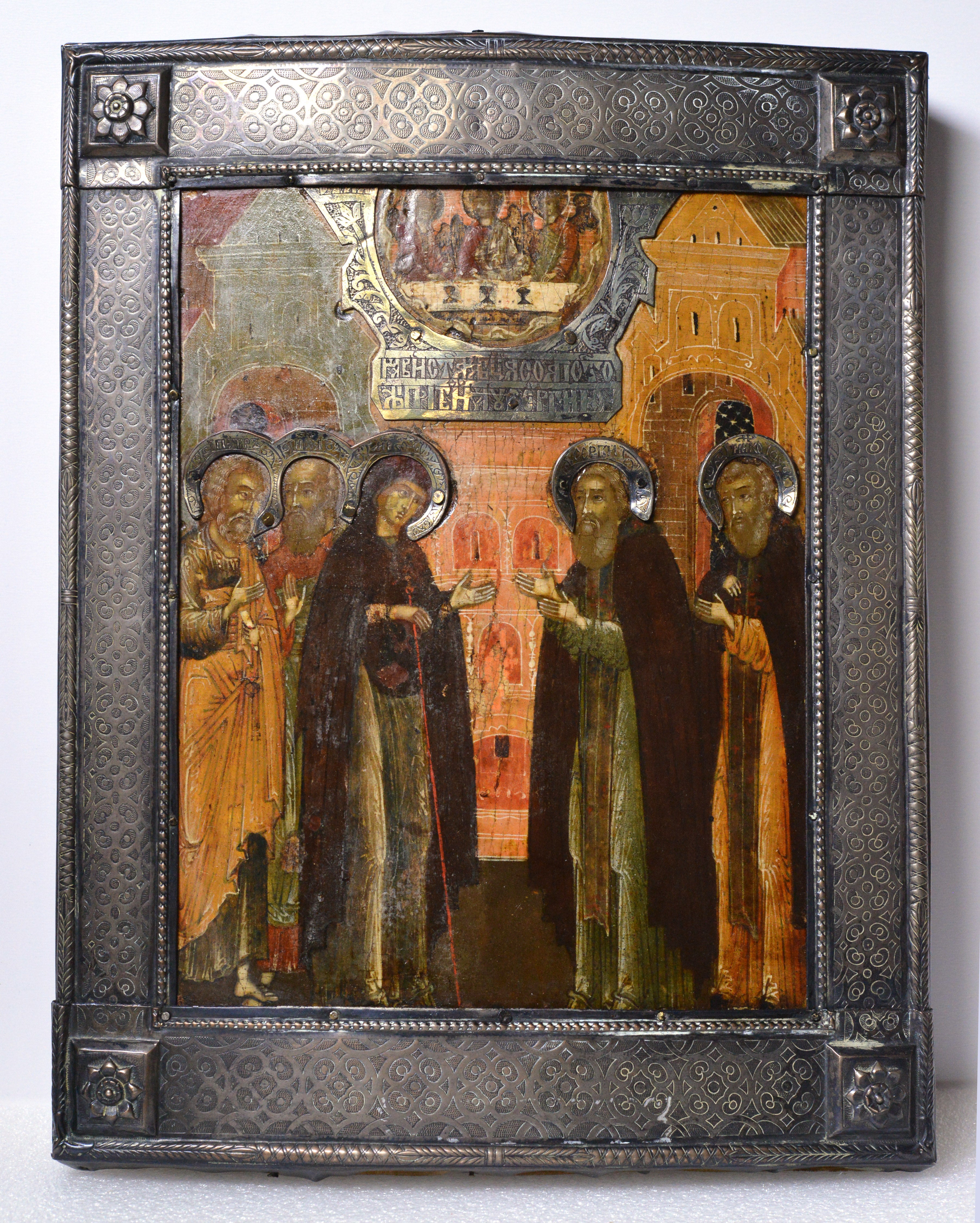 Very rare Russian 17C antique icon Appearance of Our Lady to