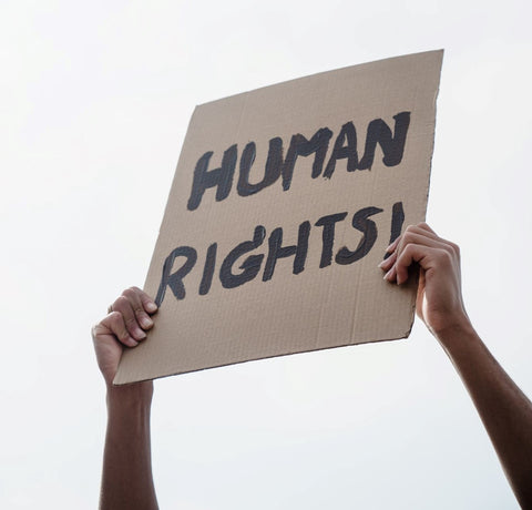 Cartello in inglese "Human Rights"