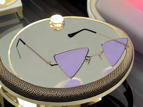 Purple Triangle Wing Edge Rimless Slim Cat-Eye Sunglasses Trendy