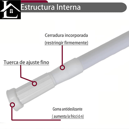 HOME MERCURY- Barra Extensible Ajustable de Aluminio para baño, ropero,  Armario y Cocina. (Plateado, 140-260cm)