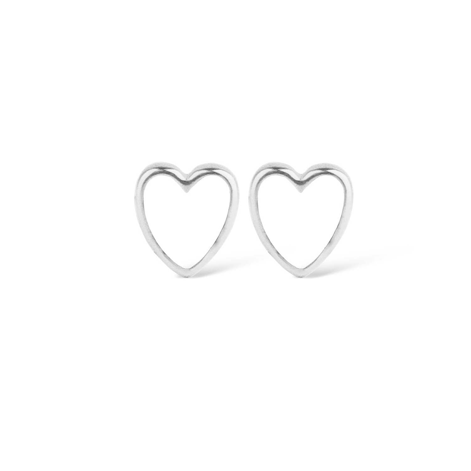 Billede af Jeberg Jewellery - Petite Heart Me White Enamel ørestikker Sølv