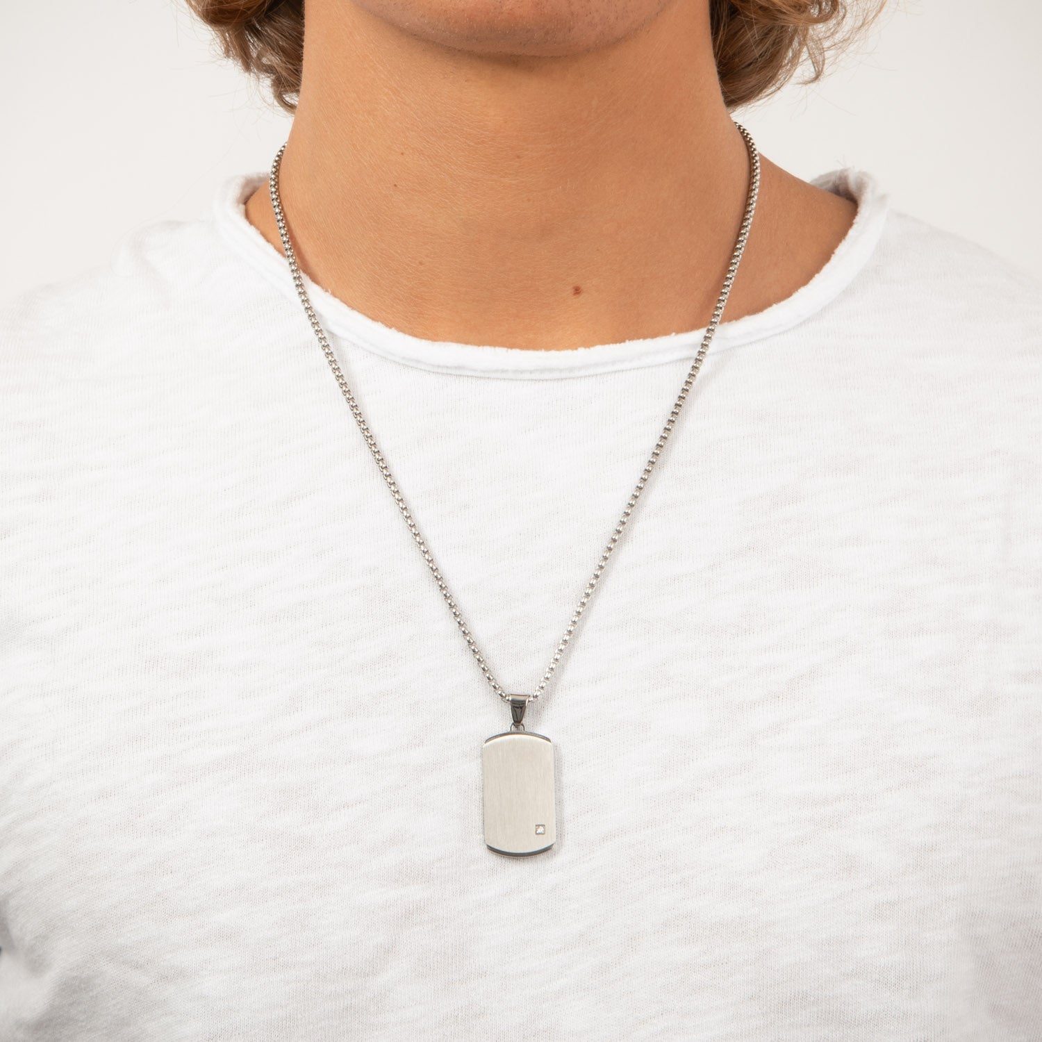 Vibholm Men - Halskæde med plade, 60 cm Rustfrit stål PVD guldbelægning