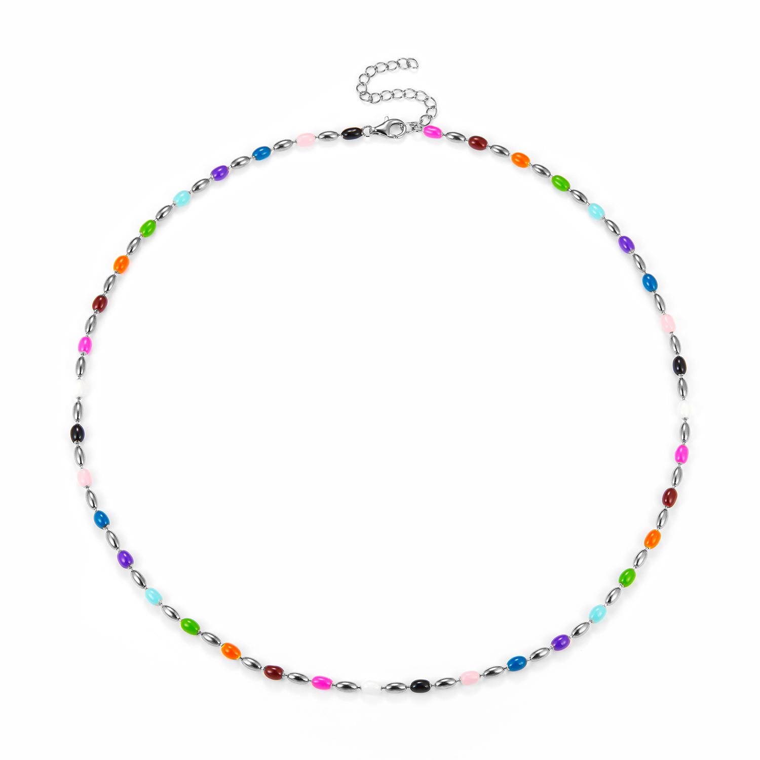 Billede af LuvaLu Jewellery - Colorful halskæde, 45-50 cm Sølv