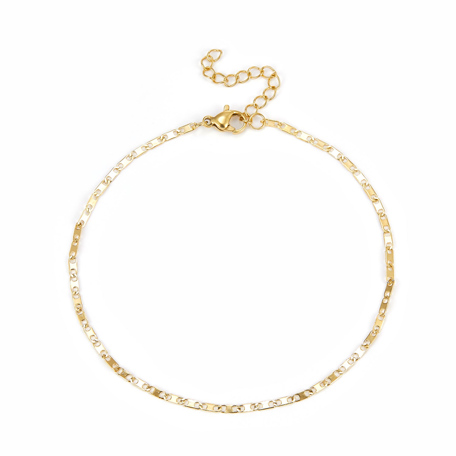 Baía Jewellery - Quadra ankelkæde, 22-26 cm Rustfrit stål PVD guldbelægning