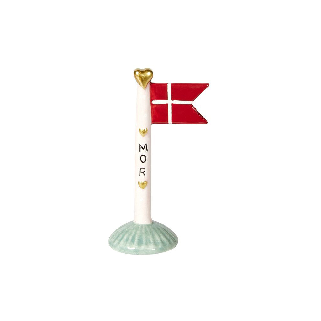 Speedtsberg - Fødselsdagsflag prikker Mor lyserød/grøn/guld 14cm