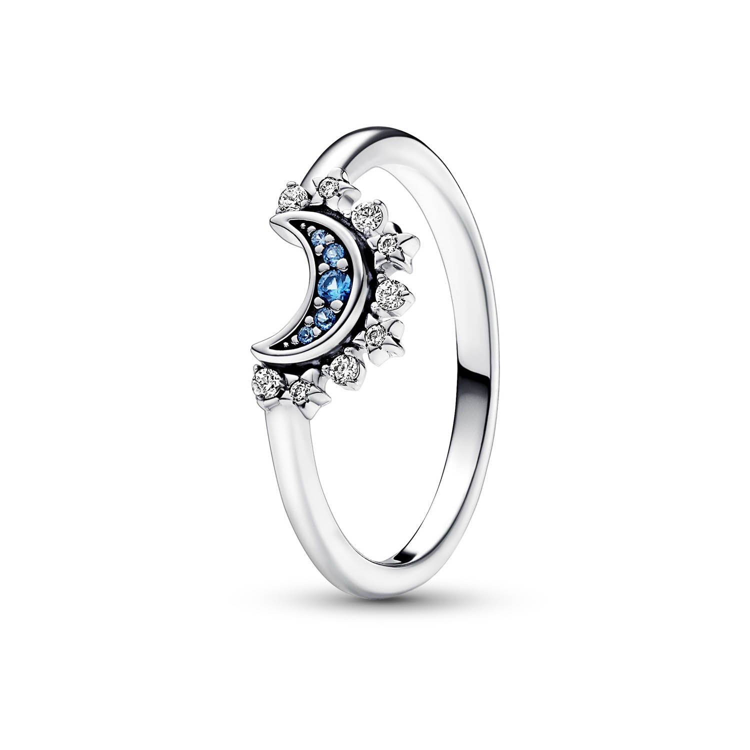 Billede af Pandora - Celestial Moon ring, blå krystal og zirkonia Sølv sterlingsølv