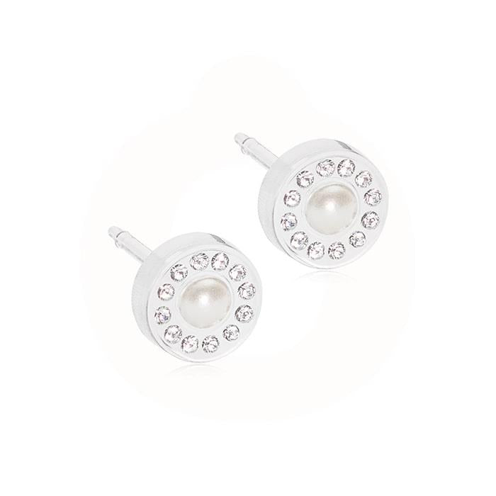 Billede af Blomdahl - Brilliance Halo pearl/crystal ørestikker medicinsk plast 15-0163-59