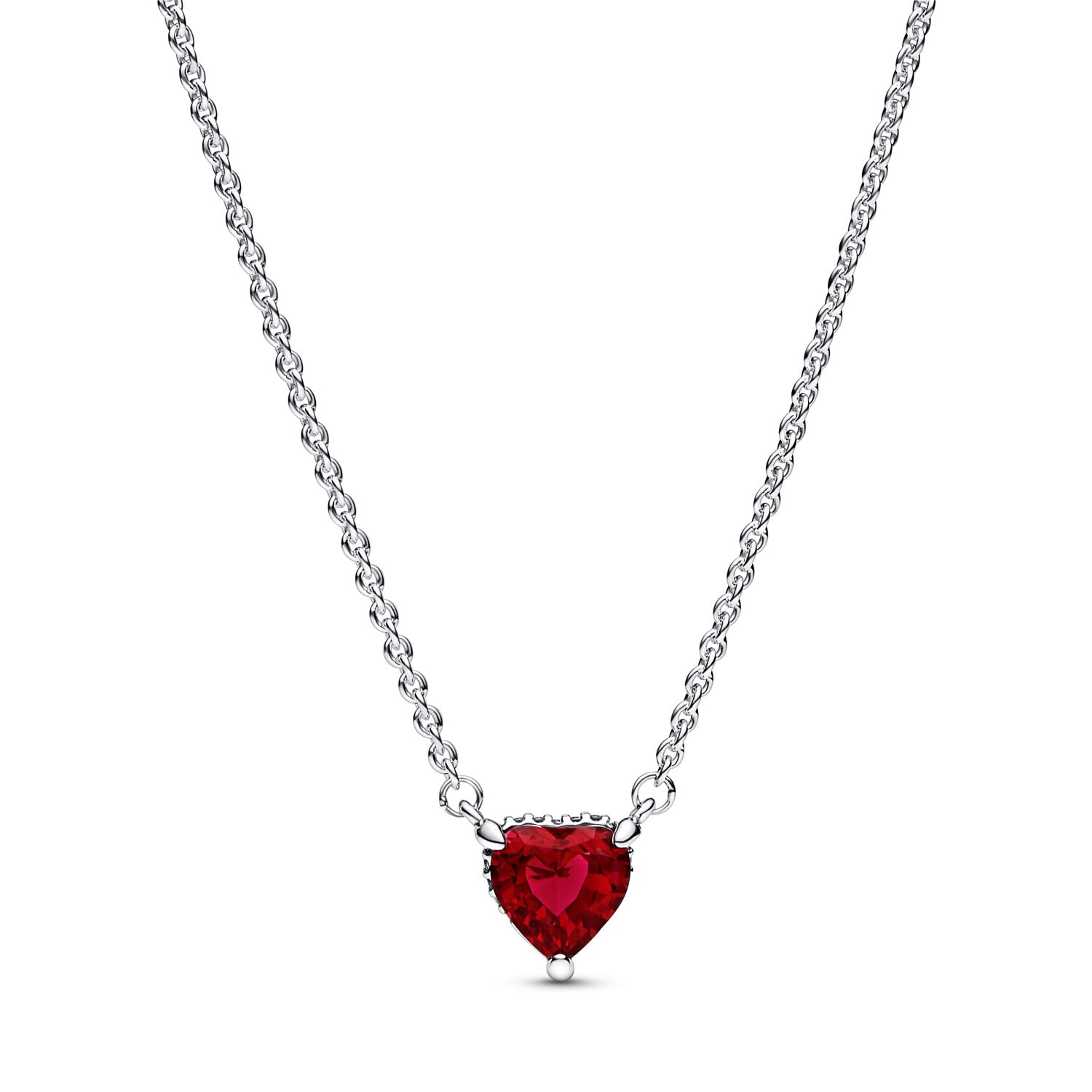 Pandora - Rødt hjerte halskæde sølv sterlingsølv