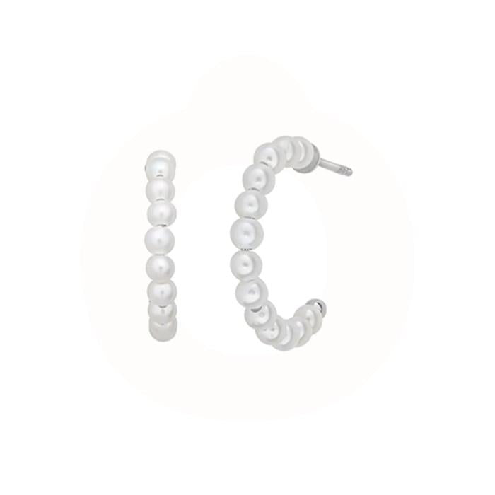 Billede af byBiehl - Small Pearl Hoops 4-032WP-R sterlingsølv