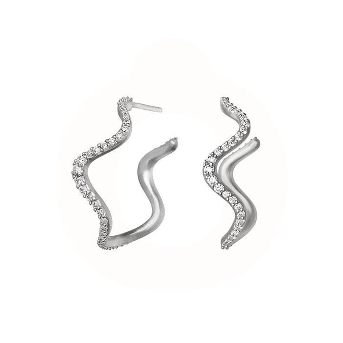 Billede af byBiehl - Wave Sparkle Hoops 4-3702a-R sterlingsølv