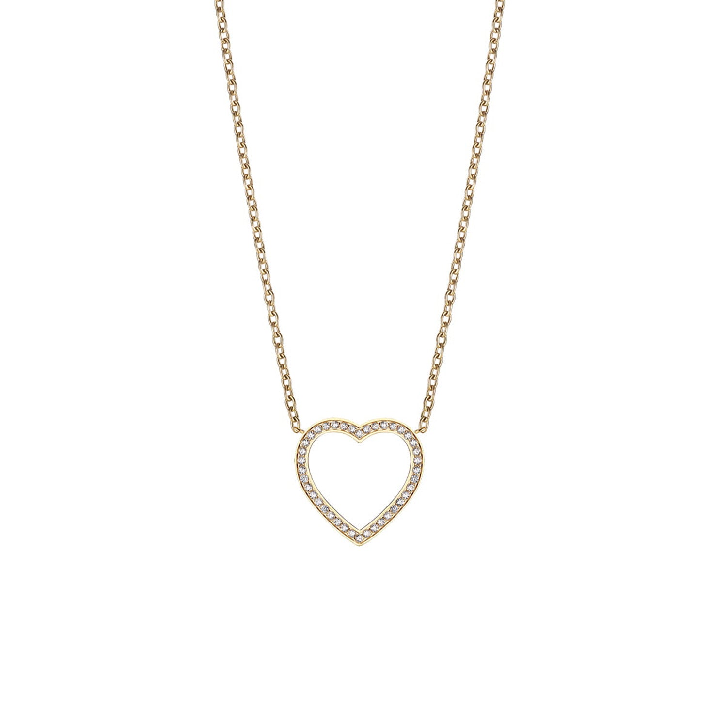Billede af Bering - Stor Hjerte halskæde, 45 cm Guld PVD