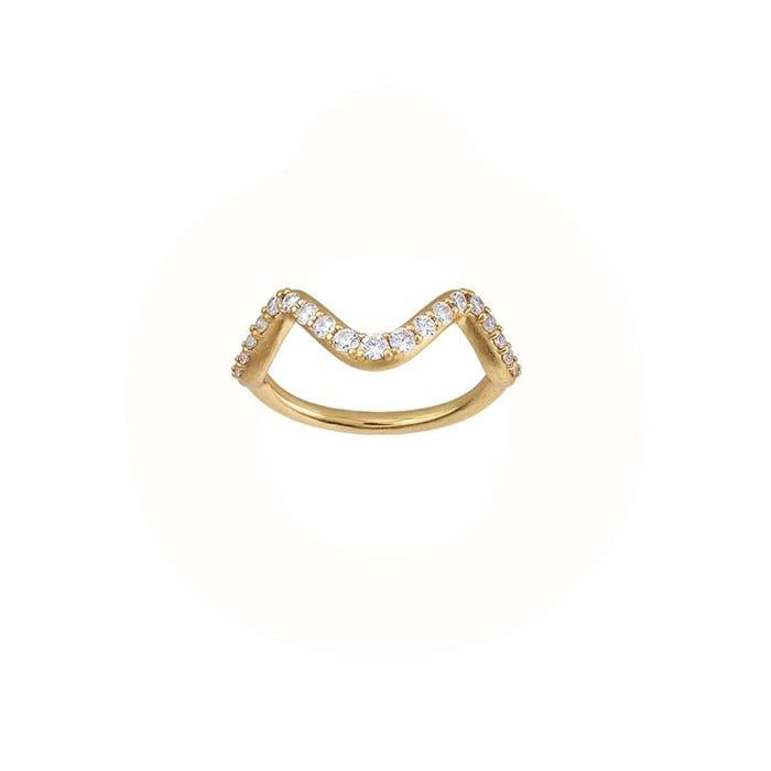 Billede af byBiehl - Wave Sparkle Small Ring 5-3701a-GP Forgyldt sterlingsølv