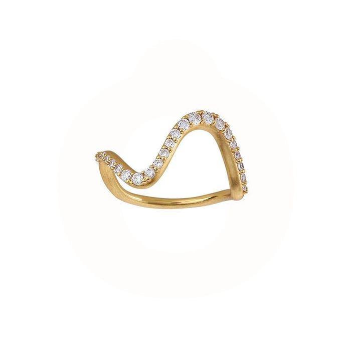 Billede af byBiehl - Wave Sparkle Large Ring 5-3702a-GP Forgyldt sterlingsølv