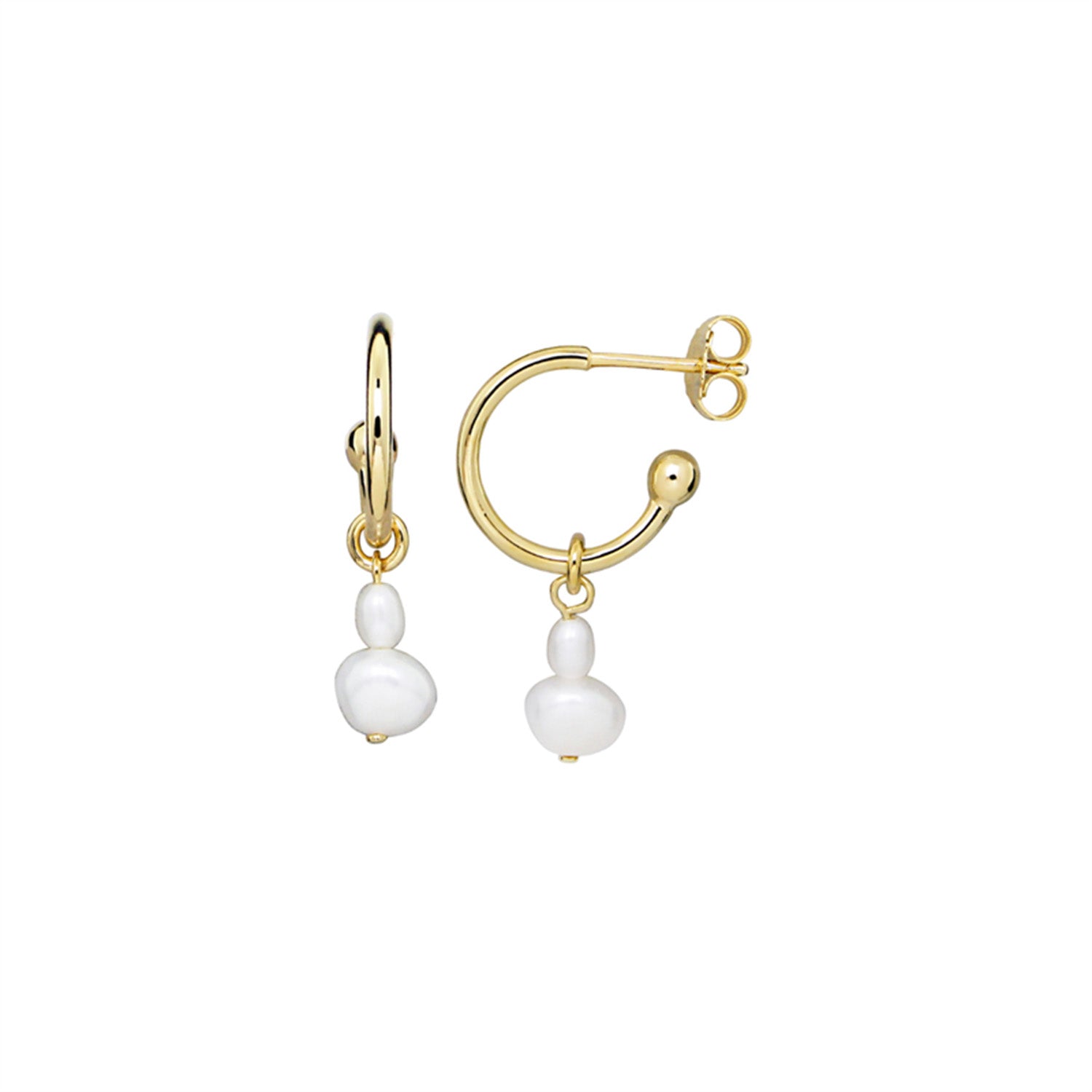 Se Jeberg Jewellery - Cordelia Pearl hoops forgyldt sølv sterlingsølv hos Vibholm.dk