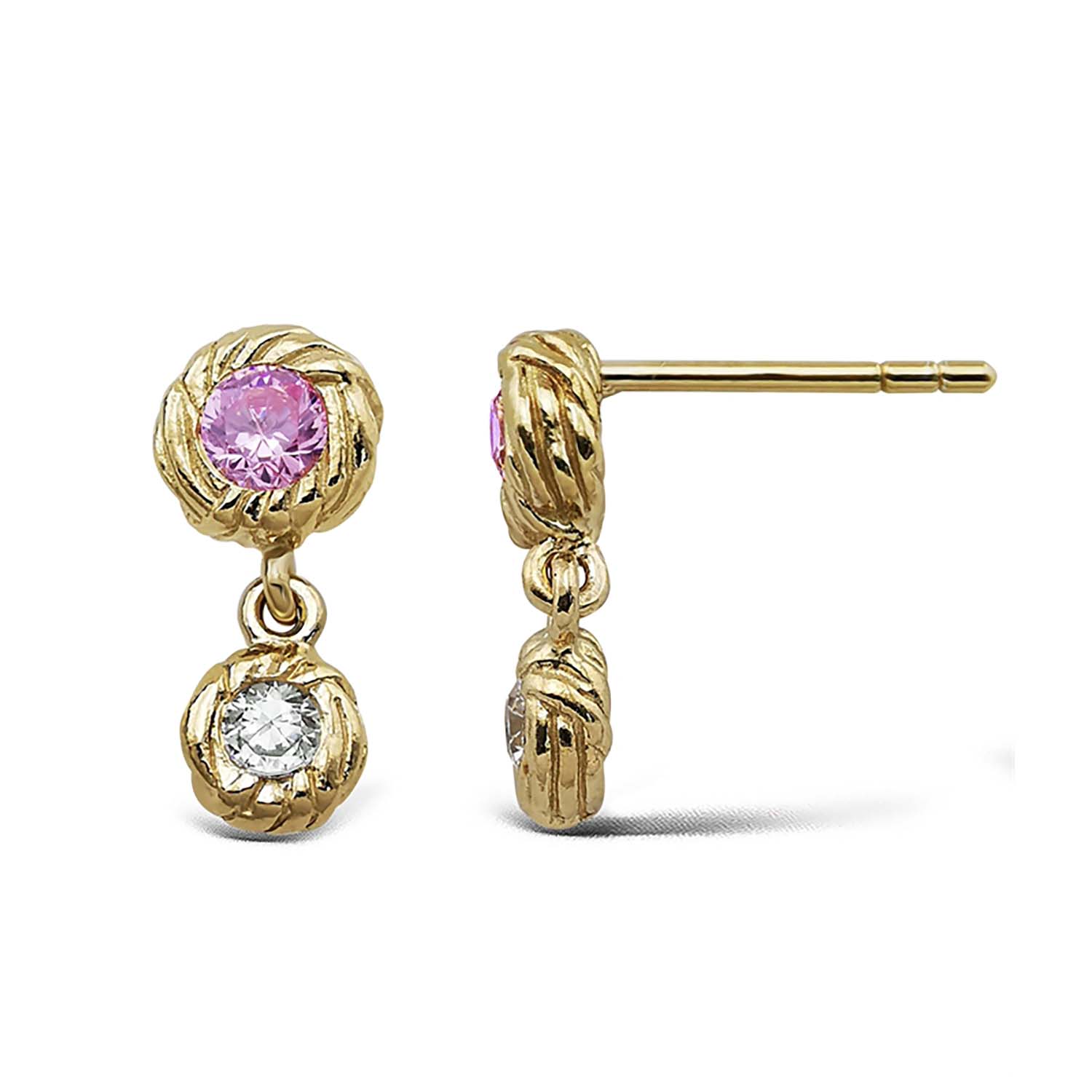 Billede af Jeberg Jewellery - I Am Gold Double Drop Pink øreringe 51965 Forgyldt sterlingsølv