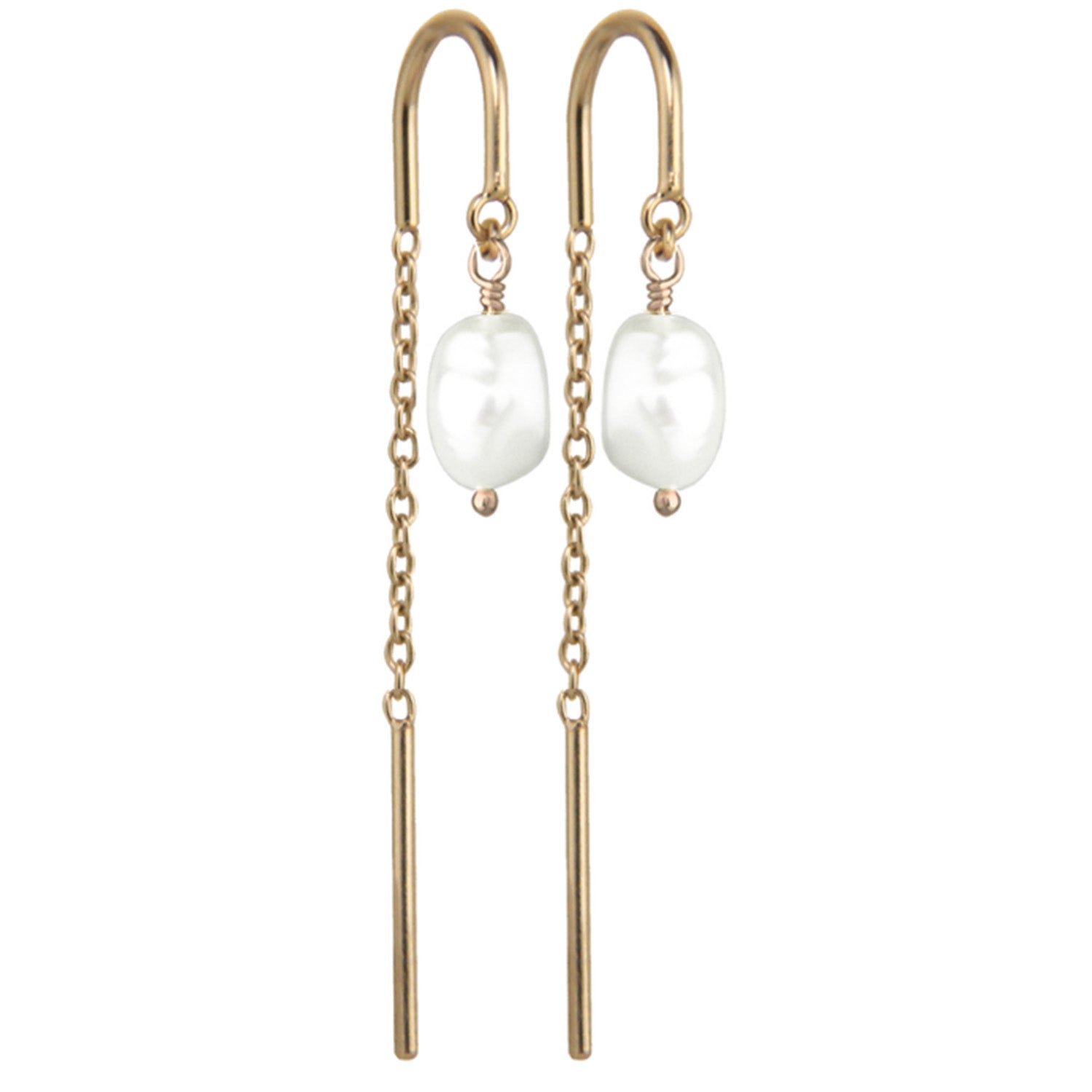 Se Jeberg Jewellery - Baroque Pearl Chain øreringe Forgyldt sølv sterlingsølv hos Vibholm.dk