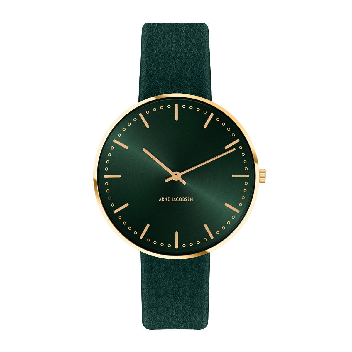 Billede af Arne Jacobsen - City Hall Evergreen ur, læder 34 mm Guld PVD