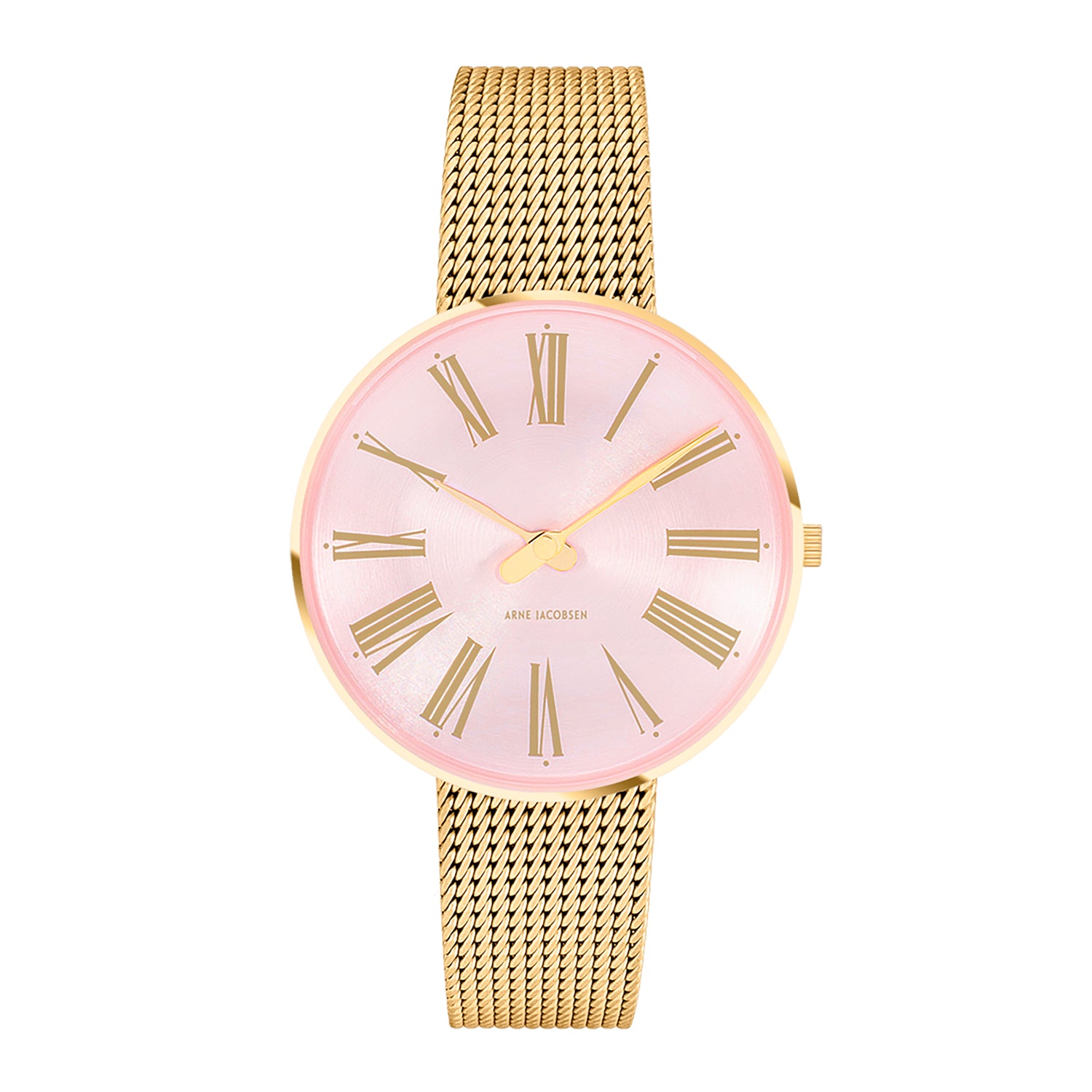 Billede af Arne Jacobsen - Roman Orchid Pink ur, 34 mm guld IP/meshlænke Rustfrit stål