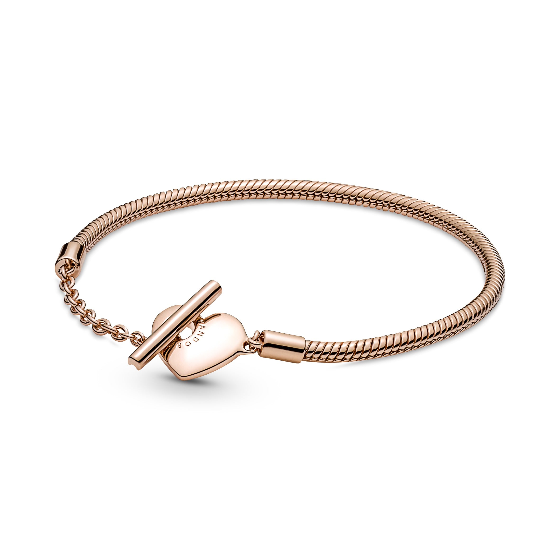 Billede af Pandora - Moments Heart T-Bar Snake armbånd rosa fg.