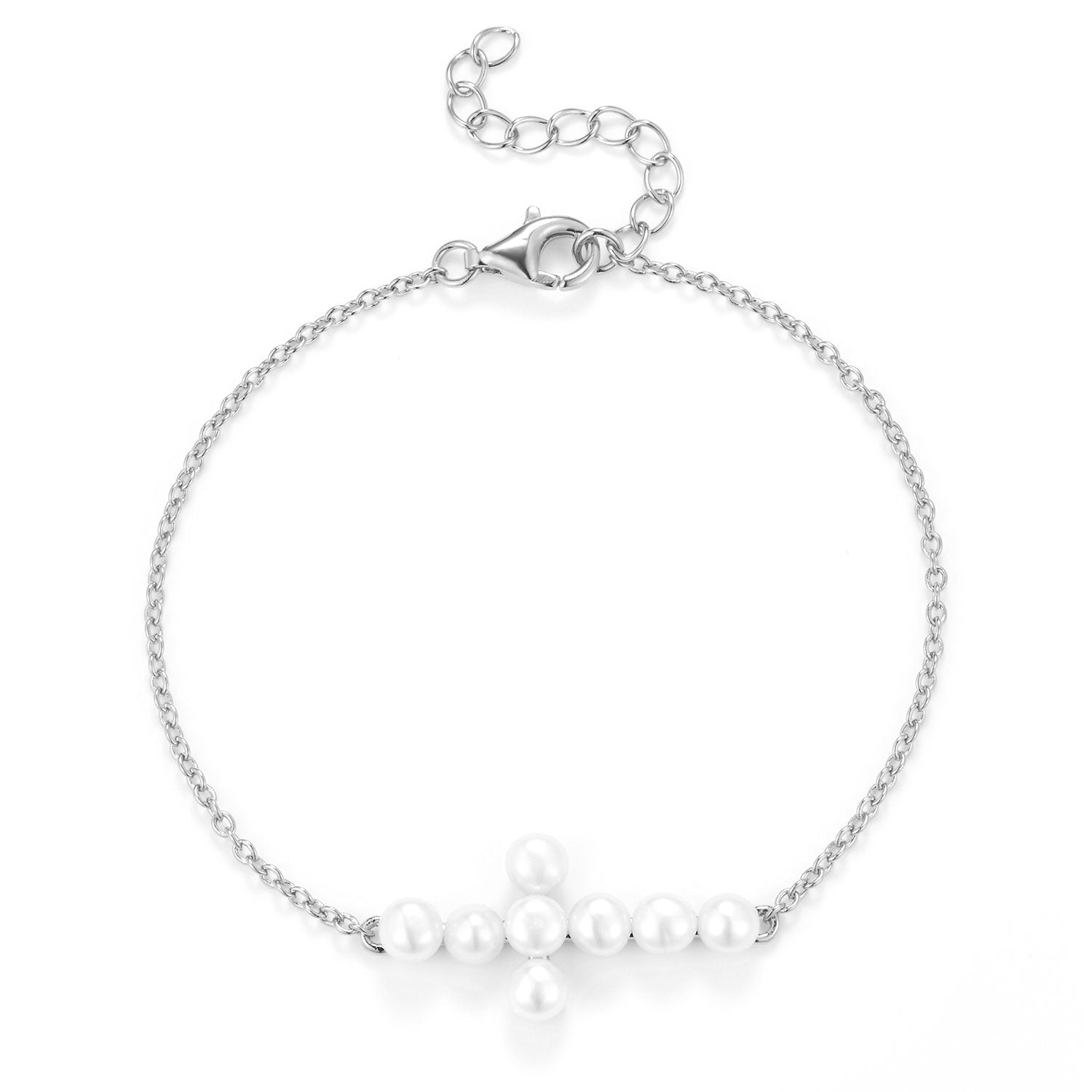 Se LuvaLu Jewellery - Pearly Cross armbånd Sølv sterlingsølv hos Vibholm.dk
