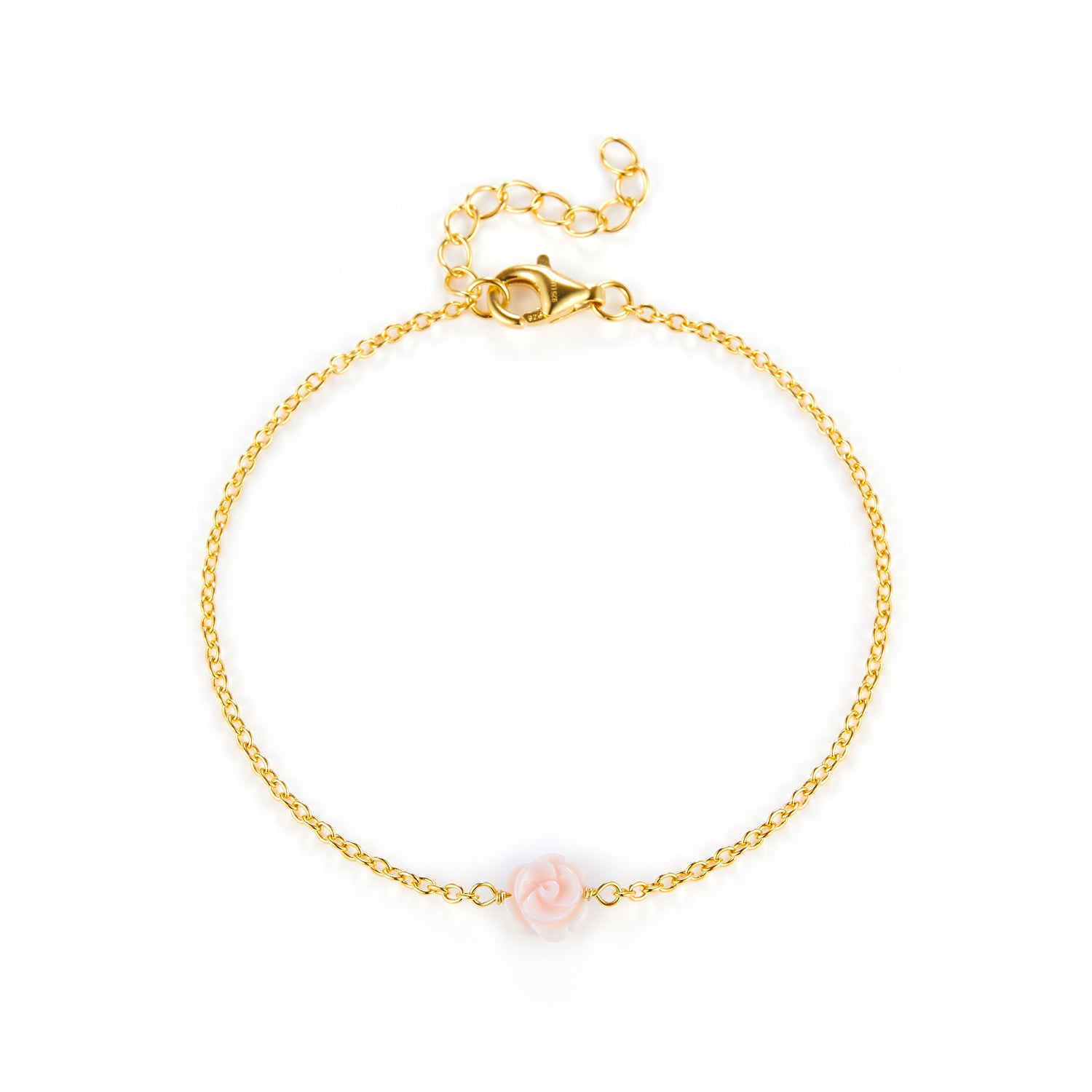 Se LuvaLu Jewellery - Rose Pink armbånd Forgyldt sølv sterlingsølv hos Vibholm.dk