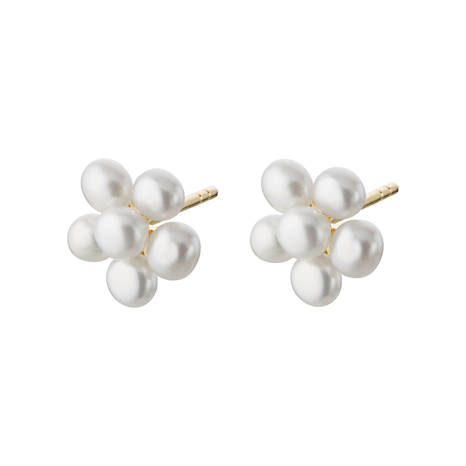Billede af LuvaLu Jewellery - Pearly Flower ørestikker forgyldt sølv sterlingsølv