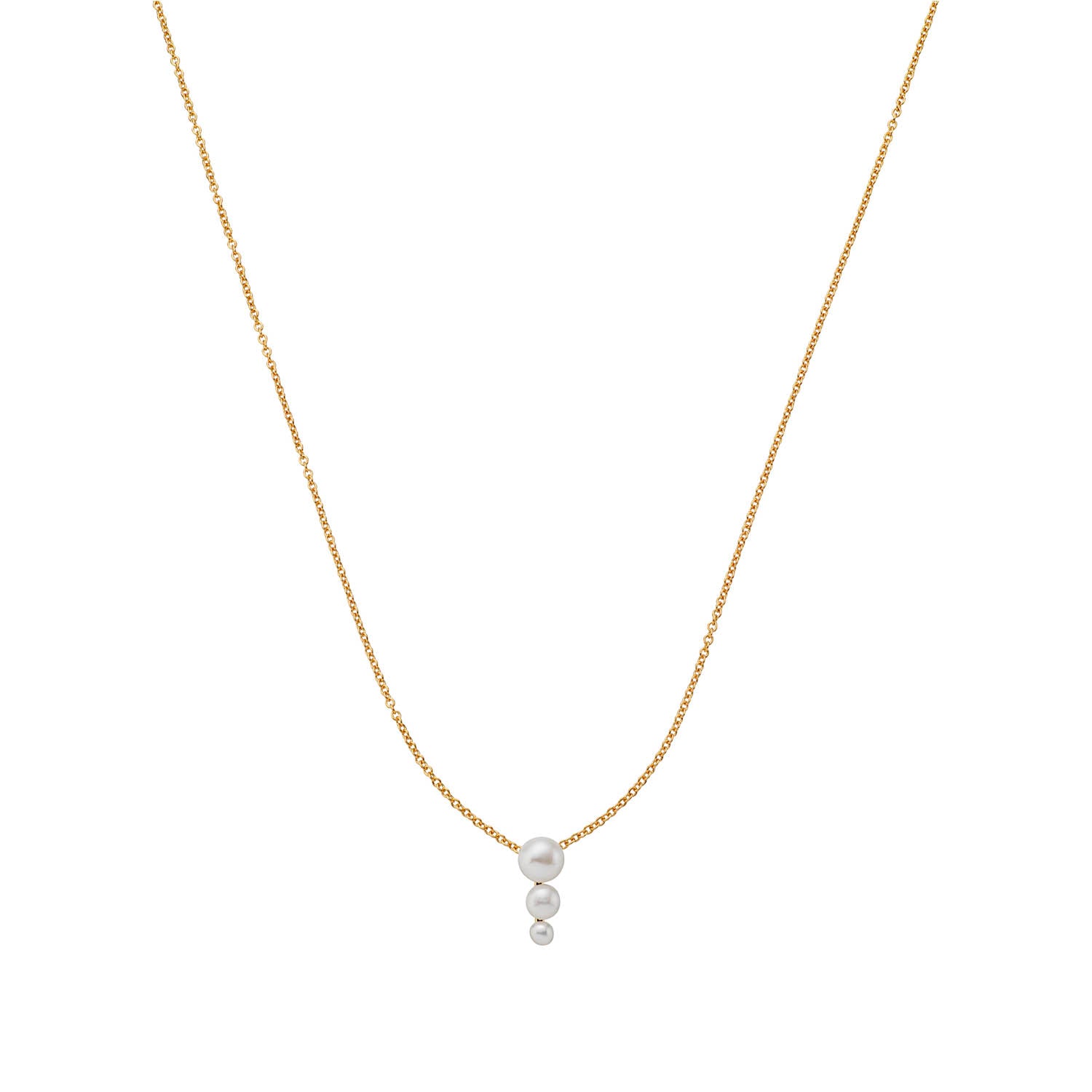 Billede af LuvaLu Jewellery - Pearly Line halskæde Forgyldt sølv sterlingsølv