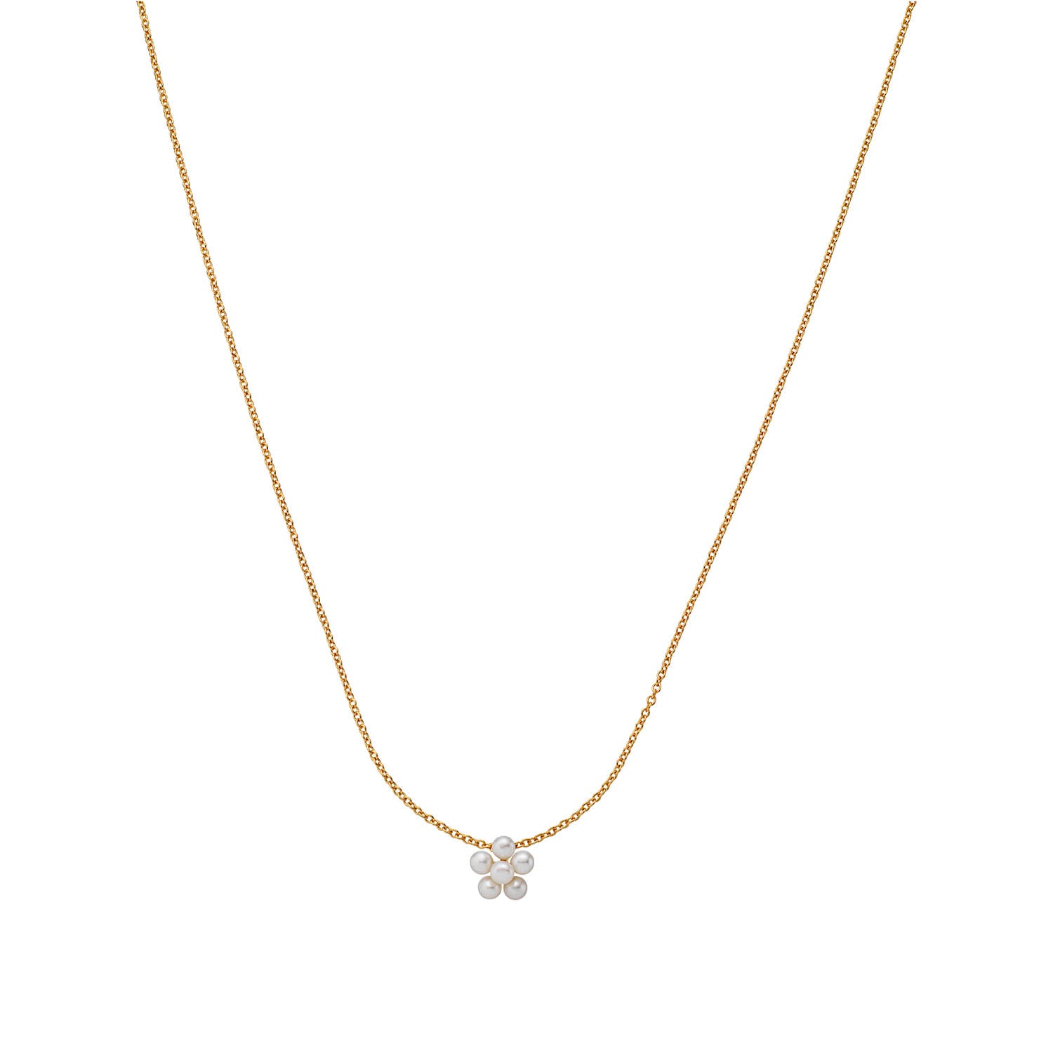 Se LuvaLu Jewellery - Pearly Flower halskæde Forgyldt sølv sterlingsølv hos Vibholm.dk