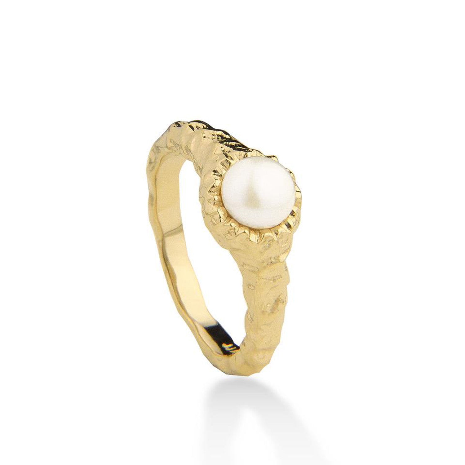Se Jeberg Jewellery - I AM GOLD Pearl ring Forgyldt sølv sterlingsølv hos Vibholm.dk