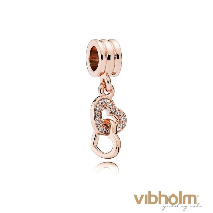 Se Pandora - Interlocked Hearts Charm rosaforgyldt metalblandning 781242CZ hos Vibholm.dk