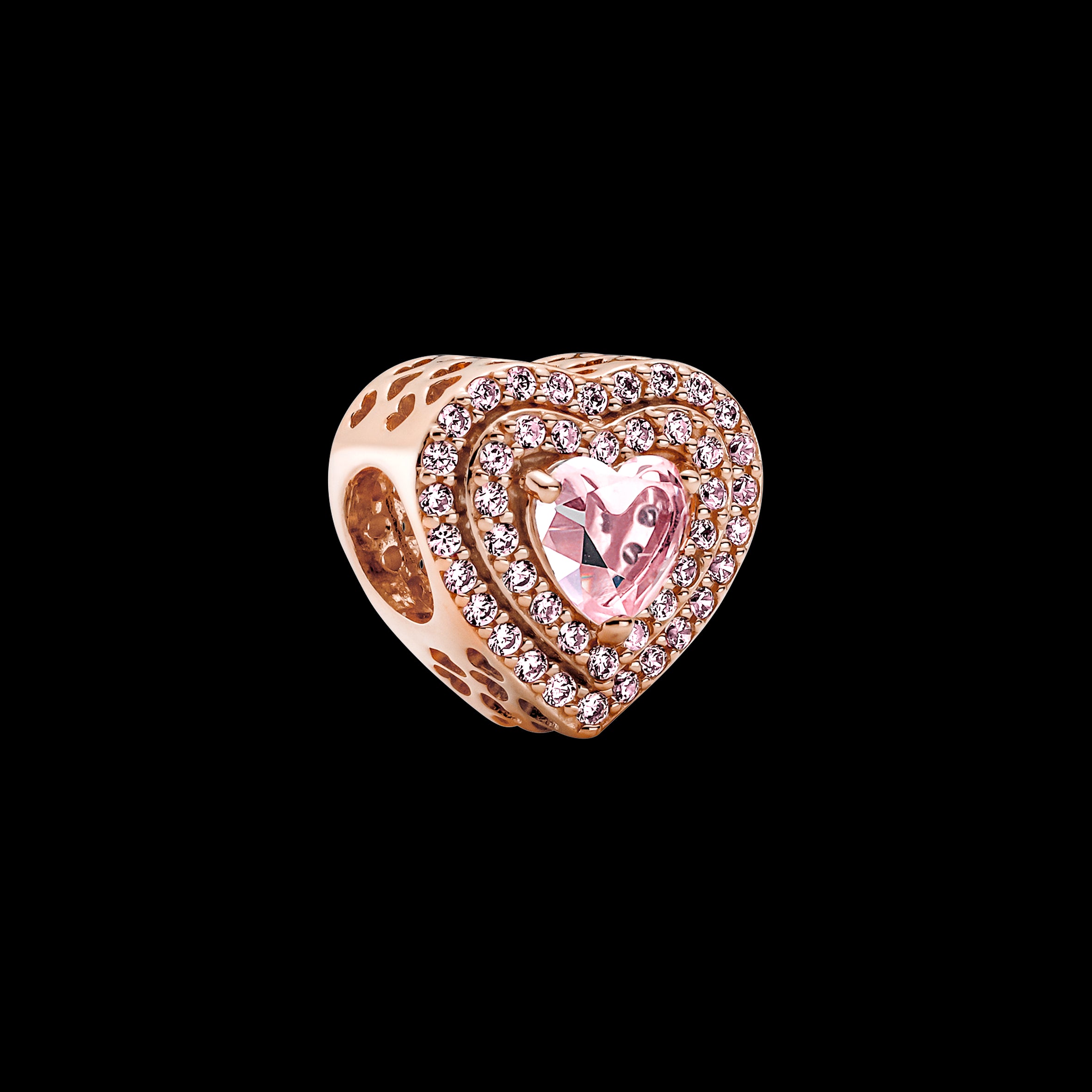 Se Pandora - Sparkling Levelled Heart Charm rosa fg. hos Vibholm.dk