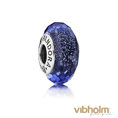 Pandora - Iridescent Blue Faceted Murano Glass Charm sterlingsølv 791646