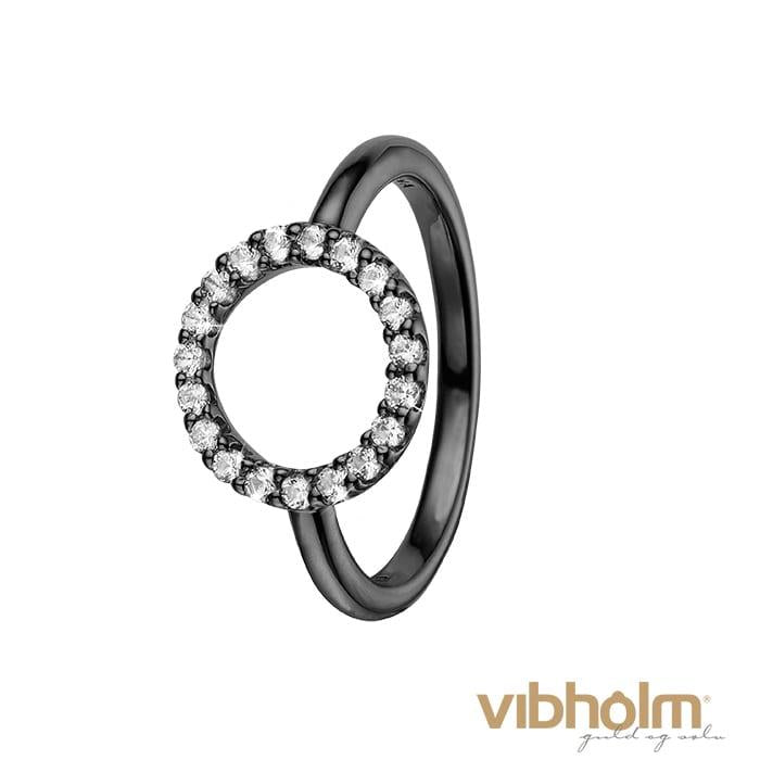 Billede af Christina Design London Jewelry & Watches - Topaz Circle Ring sort sølv 800-3.20.D/49