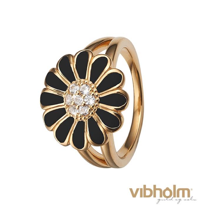 Billede af Christina Design London Jewelry & Watches - Topaz Big Black Marguerite Ring forgyldt sølv 800-4.5.B/49