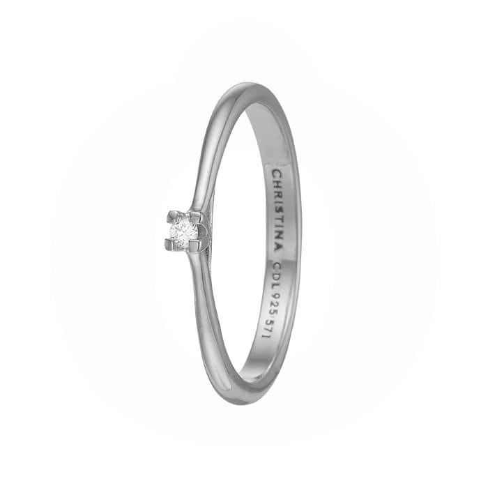 Se Christina Design London Jewelry & Watches - Klassisk Solitaire Ring sølv 800-6.1.A hos Vibholm.dk