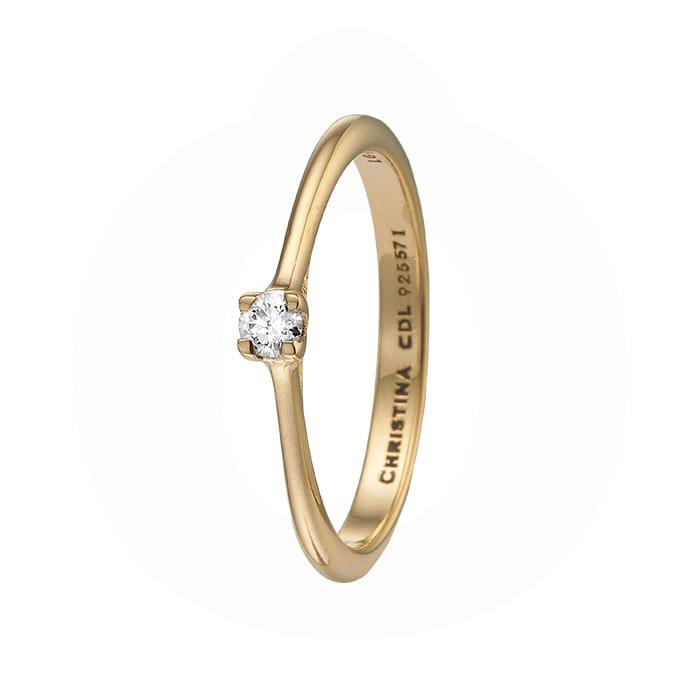 Billede af Christina Design London Jewelry & Watches - Klassisk Solitaire Ring forgyldt sølv 800-8.1.B