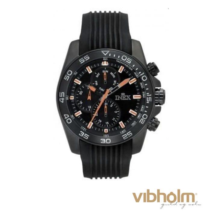 Billede af INEX - Chronograf herreur Sort m/ gummirem A58947SS5I