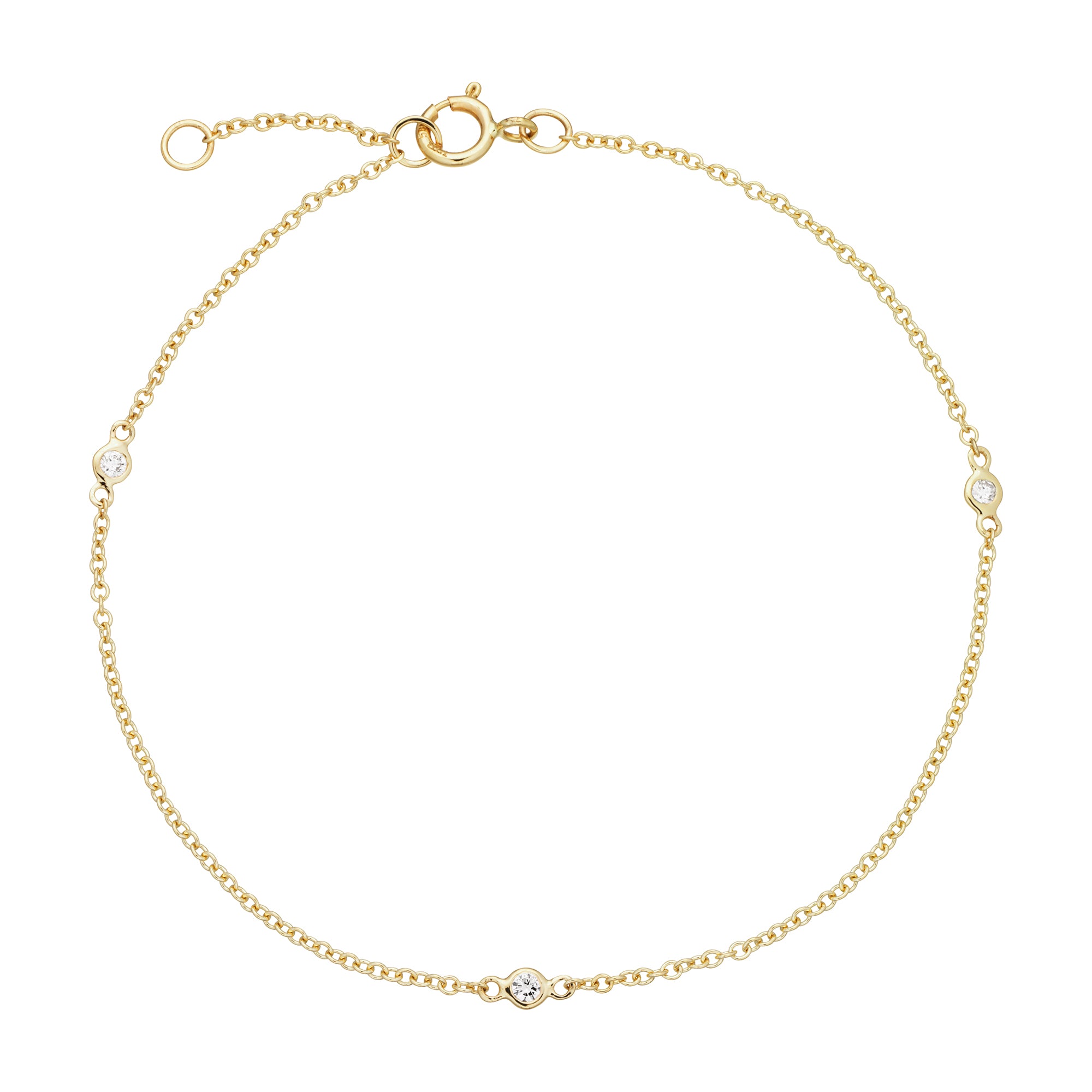 Billede af Diamond Collection by Vibholm - Armbånd m. 3x0,02ct. 14 kt. guld