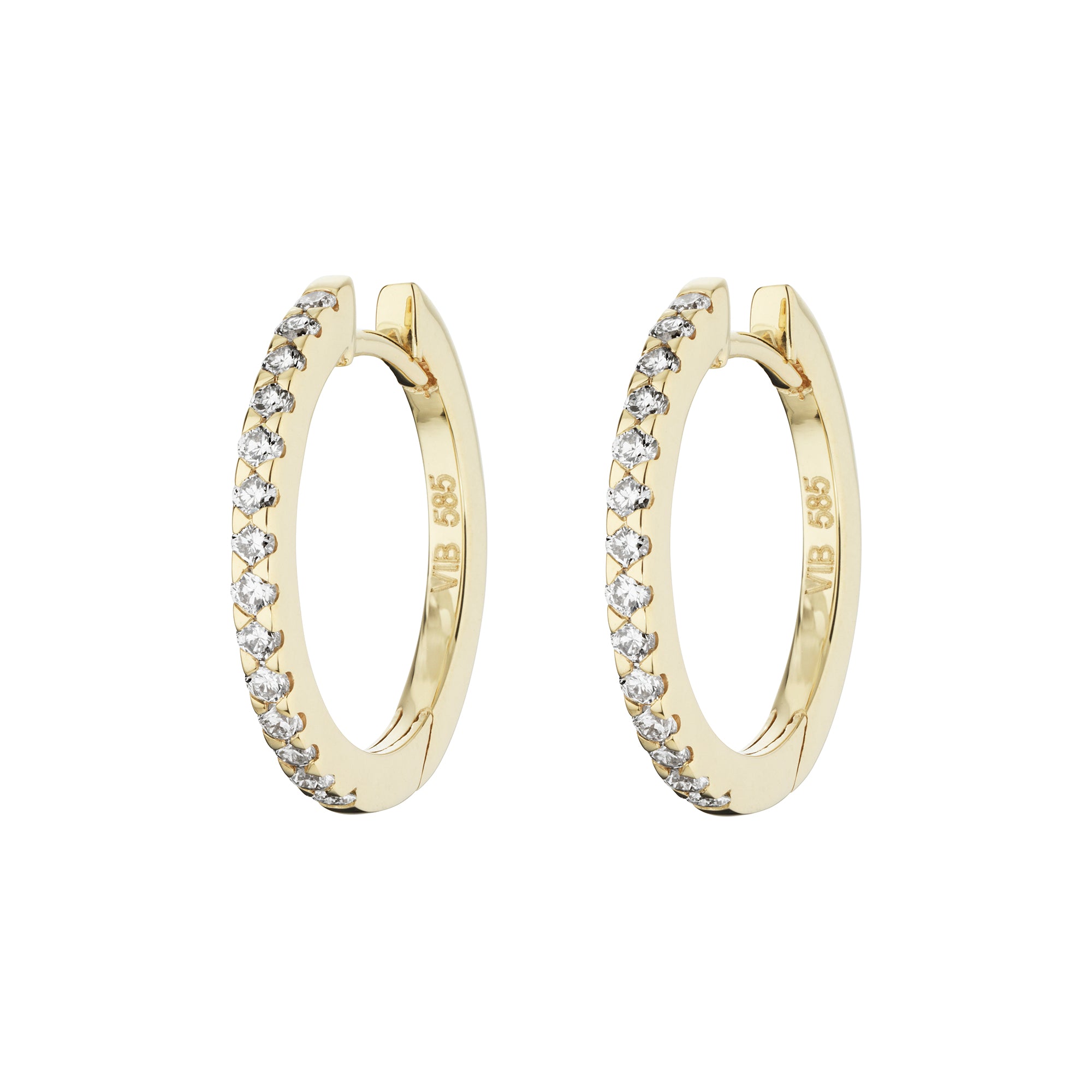 Billede af Diamond Collection Diamonds by Vibholm - Click creoler, 12mm, 0,28ct. 14 kt. guld