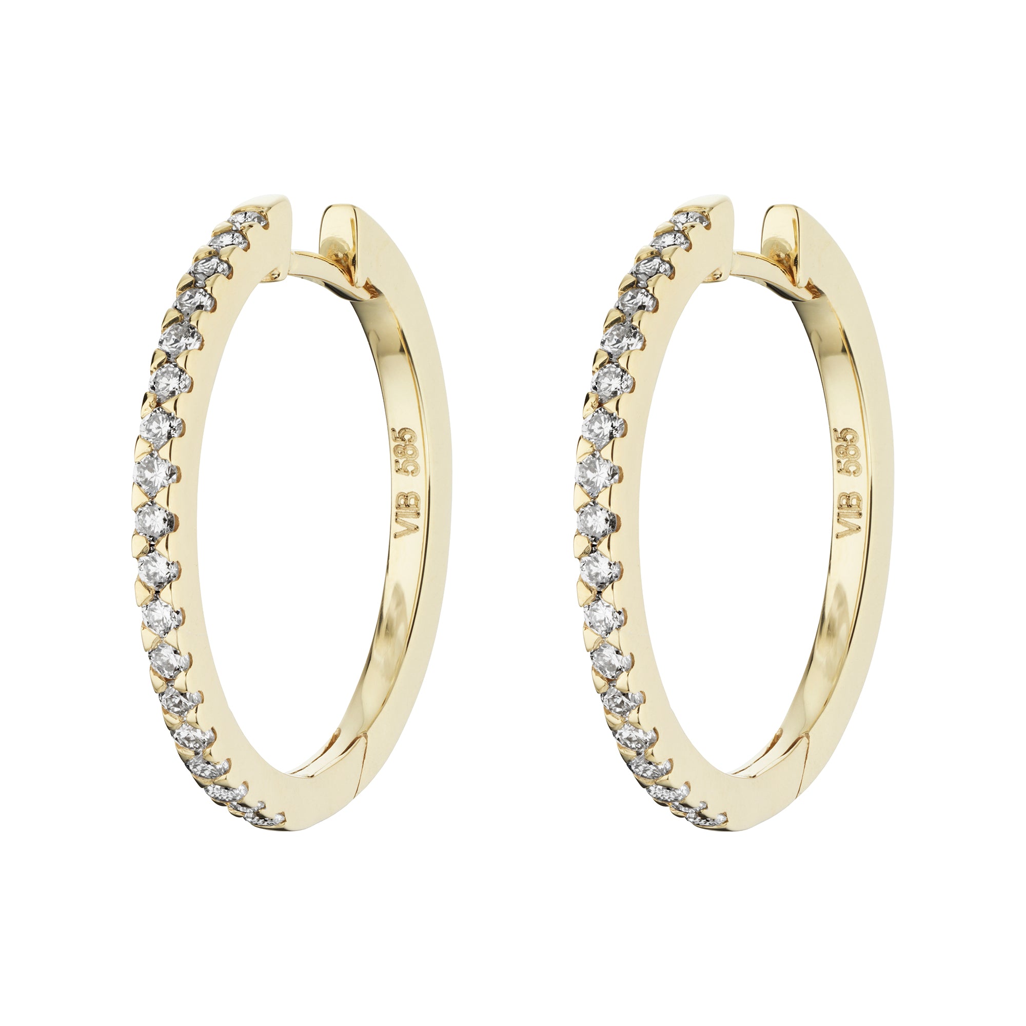 Billede af Diamond Collection Diamonds by Vibholm - Click creoler, 16mm, 0,36ct. 14 kt. guld