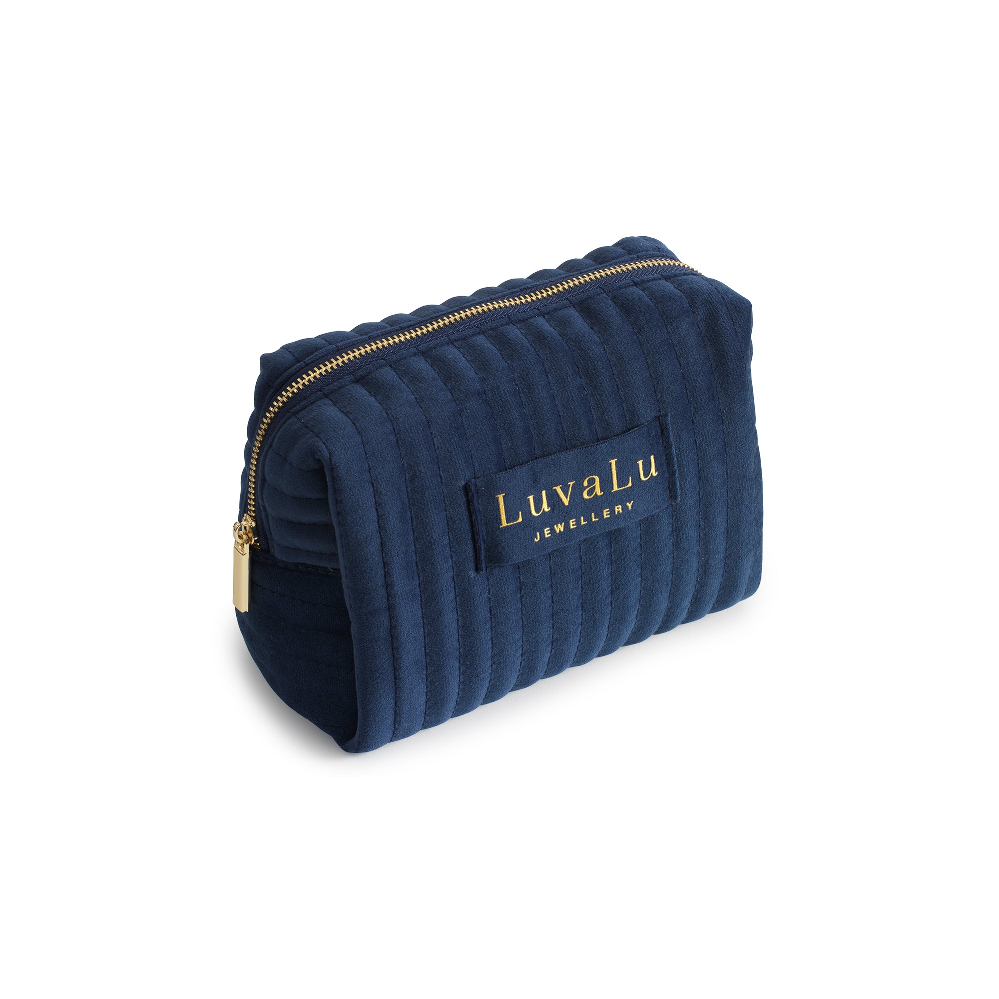 Se LuvaLu Jewellery - Small Navy blue Makeup bag hos Vibholm.dk